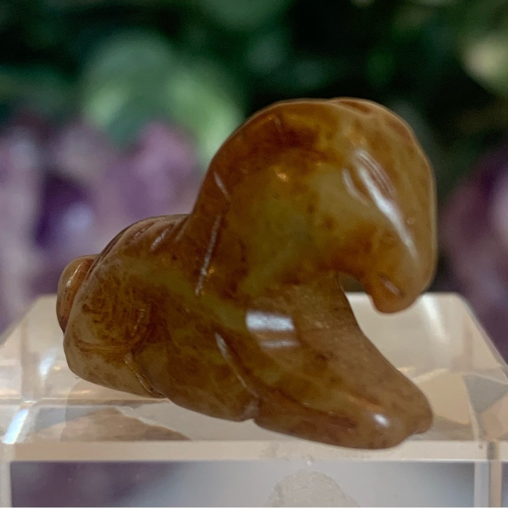 Hand Carved Jade Chinese Zodiac Ram Drilled Animal Bead Stone Figurine 20th C. - Picture 4 of 16
